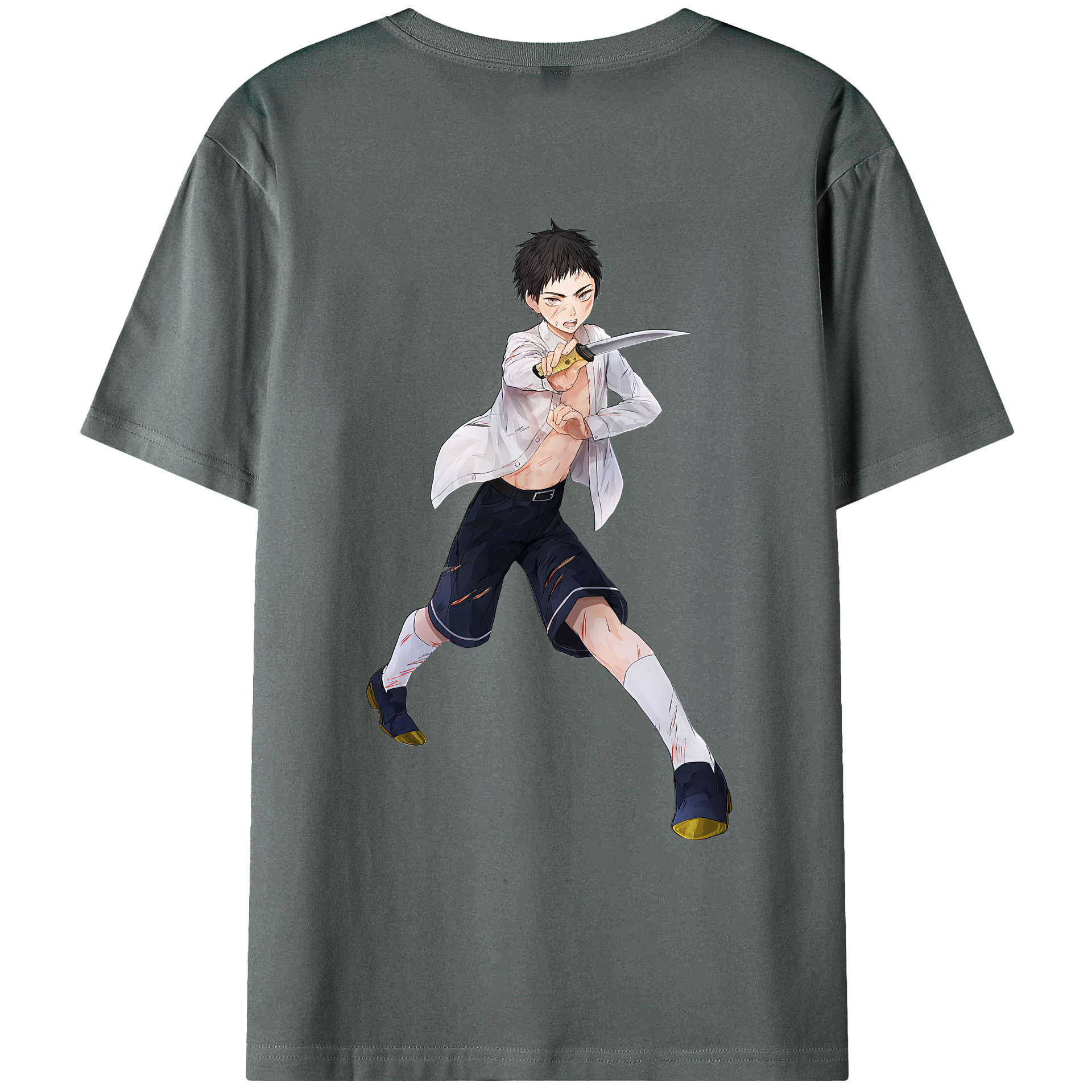 （画像用） 刀剣乱舞 Touken Ranbu 綿100％ メンズ半袖Tシャツ（バックプリント） 通気性